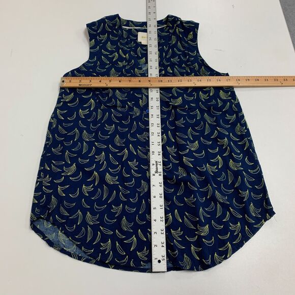 Maeve Blouse Womens 2 Navy Banana Print Sleeveless Button Up Rayon Anthropologie - Picture 6 of 11